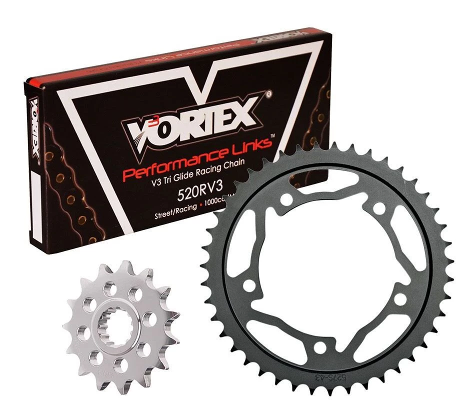 Vortex Racing Sprockets Vortex V3 HFR Quick Accel Chain And Sprocket Kit Suzuki GSXR 1000 2009-2016 16/45 / RX3 Black Chain/B... [Open Box]